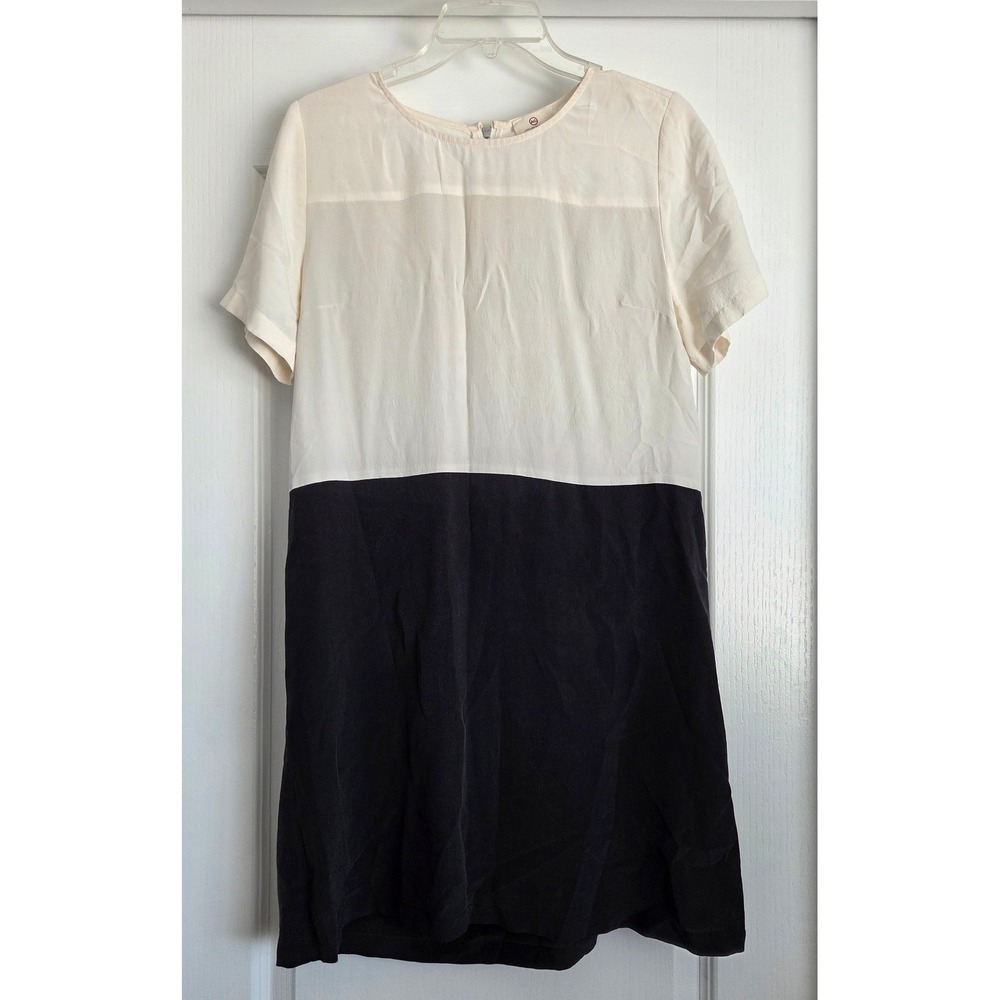 AG Adriano Goldschmied Color‎ Block Silk Blend Short Sleeve Sheath Dress Sz S